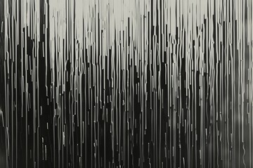 A series of vertical lines of varying lengths, suggesting a calm, rainy day