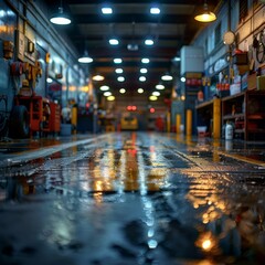 Blurred Auto Repair Shop Interior Backgrounds