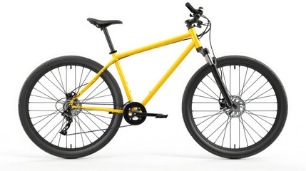 new yellow mountain bike bicycle isolated on white