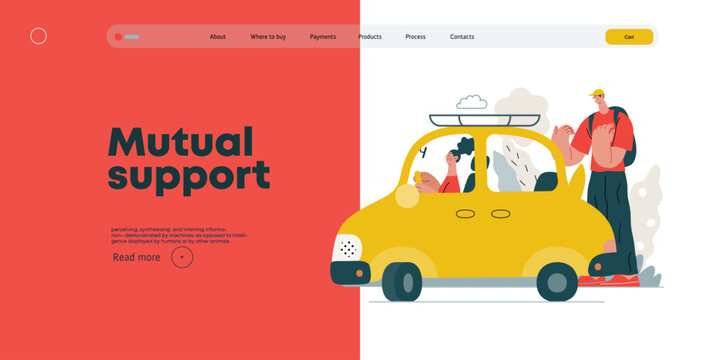Mutual Support: Assistance in parking the car -modern flat vector concept illustration of man assisting woman with parallel parking A metaphor of voluntary collaborative exchanges of resource, service