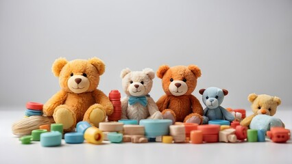 Teddy bears and wooden toys