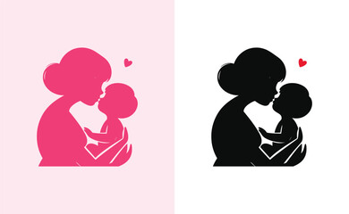 Happy mothers day silhouette for best mom and child love card design, vector women and child logo design mother's day special can be used in social media post, greeting card design, banner and posters