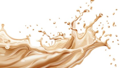 Aesthetic milk cappuccino splashes isolated on a white background
