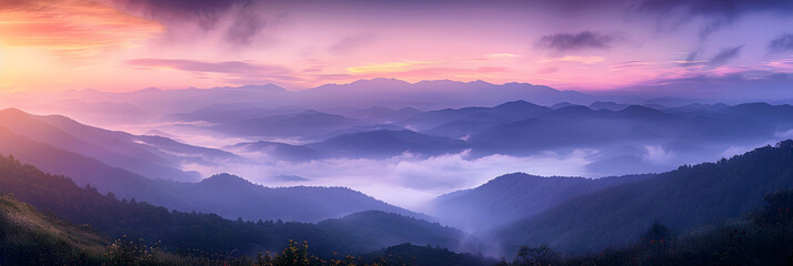 Dawn Breaks over the Great Smoky Mountains: A Perfect Place to Embrace Nature's Finchless Charm and Tranquility - obrazy, fototapety, plakaty