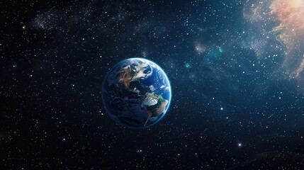 Obraz na płótnie Canvas Planet earth in space low orbit atmosphere stars satellite station