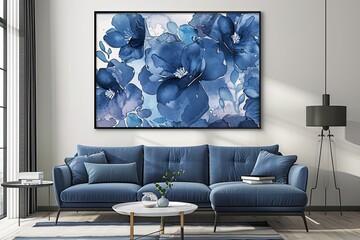 Stunning Blue Bloom Posters: Elegant Floral Wallpaper in Diverse Tones