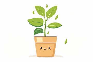 Vibrant Garden Growth: Plant Character in Pot Vector Art | Nature Meets Cute