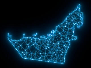 A sketching style of the map United Arab Emirates. An abstract image for a geographical design template. Image isolated on black background.