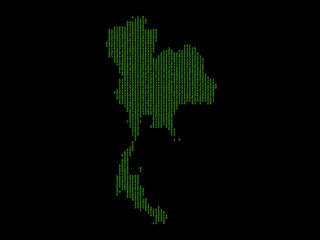 A sketching style of the map Thailand. An abstract image for a geographical design template. Image isolated on black background.