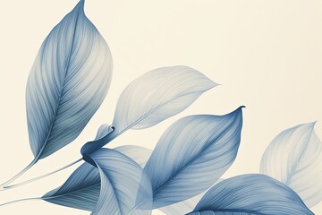 Stylized Blue Gradient Petal Art: Serene Interior Design with Botanical Theme