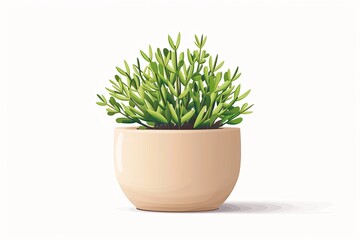 Happy Plant in Beige Pot - Vibrant Growth Nature Vector Art