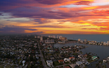Sunset over Naples Park in Naples, Florida