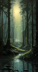 Swamp inside forest