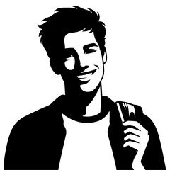 Silhouette of Success: Beaming American Student Captured in Joyful Smile.