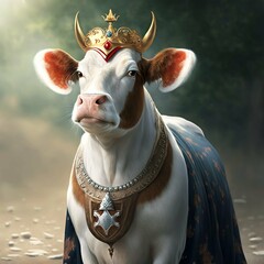 A cow with crown