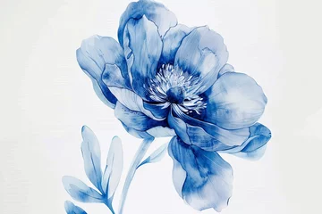 Fotobehang Boho Blue Hues: Spring Floral Watercolor Artwork Printable Poster © Michael
