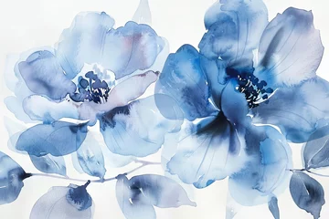 Fotobehang Blue Bloom Beauty: Watercolor Spring Floral Art for Refined Interior Decor © Michael