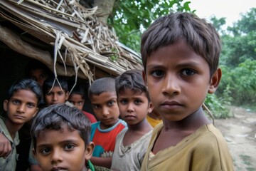 Unidentified indian kids in village.