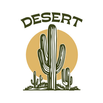 desert landscape with cactus illustration 