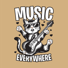 cat playing guitar illustration