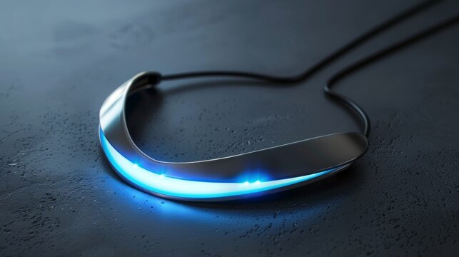 A futuristiclooking necklace that emits calming vibrations to aid with panic attacks..