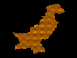 A sketching style of the map Pakistan. An abstract image for a geographical design template. Image isolated on black background.