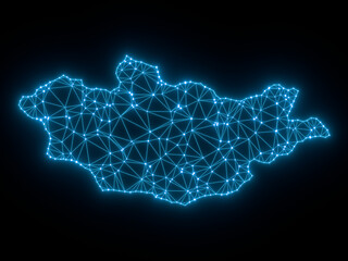 A sketching style of the map Mongolia. An abstract image for a geographical design template. Image isolated on black background.