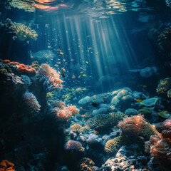 Fototapeta premium sea, underwater, water, coral, reef, fish, ocean, diving, tropical, nature, scuba, beach, snorkeling, travel, summer, marine, egypt, clear, blue, island, caribbean, dive, coral reef, sand, school