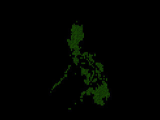 A sketching style of the map Philippines. An abstract image for a geographical design template. Image isolated on black background.