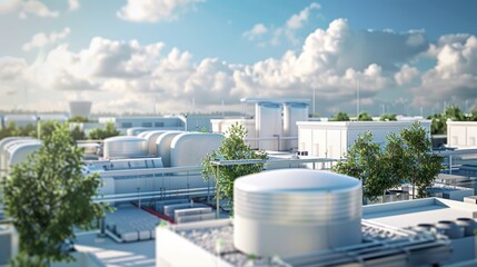 Fototapeta premium Thermal Energy Storage Systems: Conceptual illustration of capturing and releasing excess heat to support cities during heatwaves
