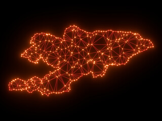 A sketching style of the map Kyrgyzstan. An abstract image for a geographical design template. Image isolated on black background.
