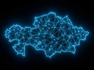 A sketching style of the map Kazakhstan. An abstract image for a geographical design template. Image isolated on black background.