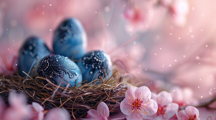 Beautiful eggs decorated in dark colors
