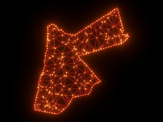 A sketching style of the map Jordan. An abstract image for a geographical design template. Image isolated on black background.