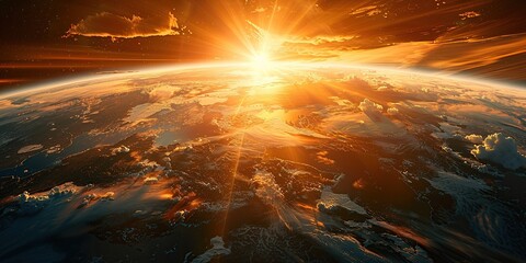 Sunrise over the Earth from space