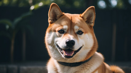 Beautiful portrait of a smiling Shiba Inu