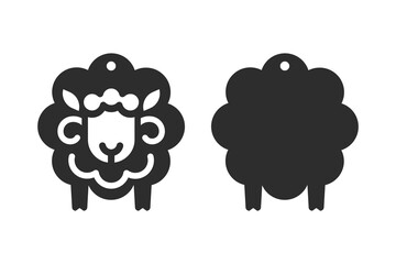 Funny two layered design for earring, pendant or keychain with sheep shape. Jewelry silhouette laser cut template. Cnc cutting with metal, wood or leather. Vector illustration file