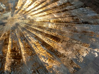 Radiant and radiating patterns and texture in gold metal