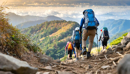 Trekking, outdoors, mountain climbing, images.