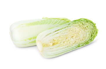 Halves of Chinese cabbage isolated on white