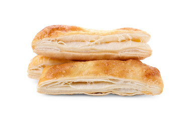 Delicious fresh puff pastries isolated on white