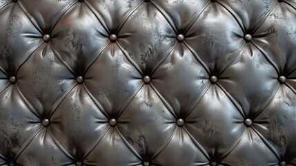 Fototapeta premium Black leather couch with button details