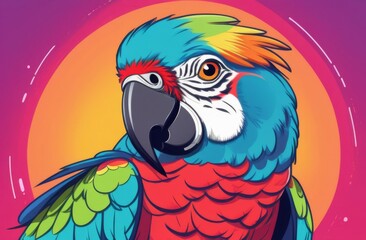 Contemporary art collage. Music concept.Parrot DJ. Tropical mood