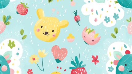 Cute cartoon illustrations of children's themed animals