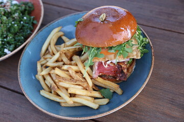 tuna burger with fries