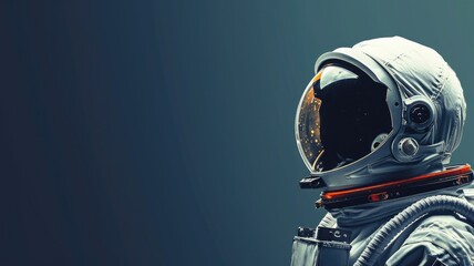 Astronaut in space suit with helmet against dark background