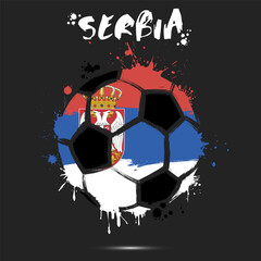 Soccer ball with Serbia national flag colors