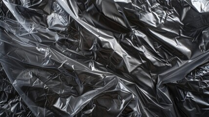 A black plastic sheet with a white background