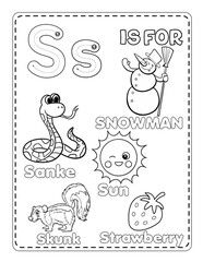 Alphabet  S Coloring Pages,ABC Alphabet Coloring Pages for Kids,Preschool Alphabet S Tracing 