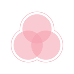 Intersection of three circles in geometry. Overlapping sets in math.